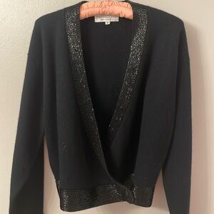 Vintage Calv Klein Classics black crossover beaded sweater 🌟